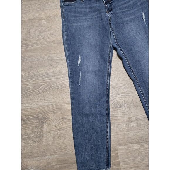Indigo Blue Women Maternity Distressed Blue Denim Jeans Size Large - Picture 2 of 16